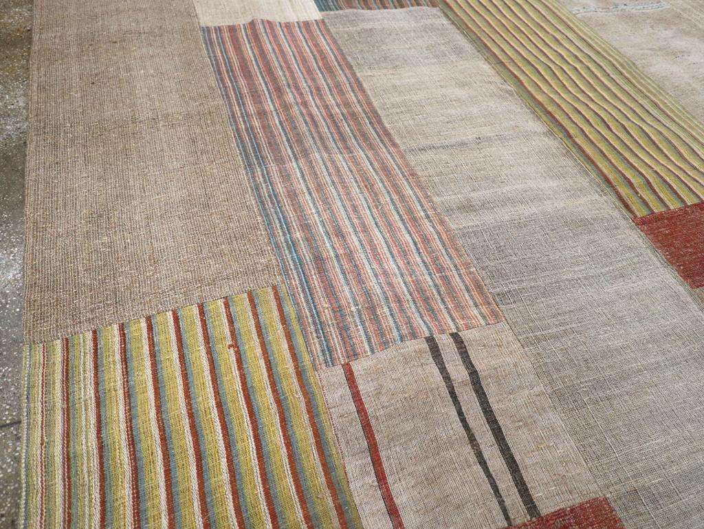 Rustic Mid-20th Century Handmade Turkish Flatweave Kilim Room Size Carpet