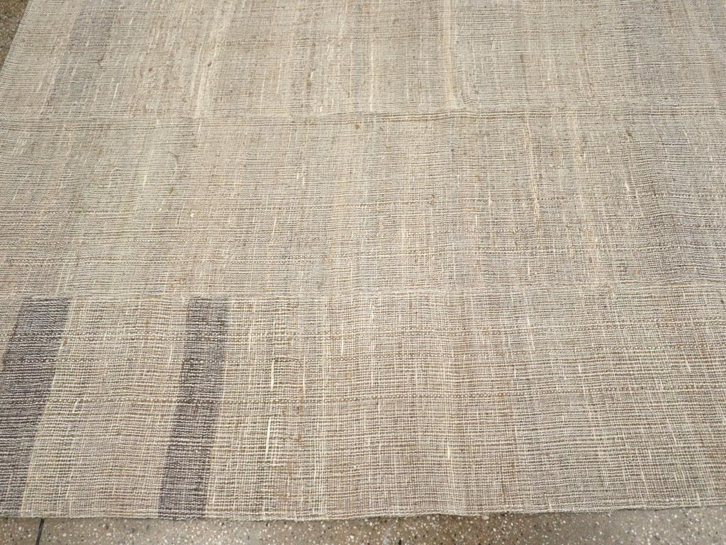 Wool Mid-20th Century, Handmade Turkish Flatweave Kilim Room Size Carpet