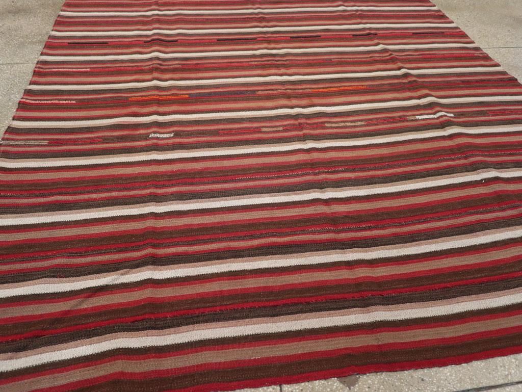 Wool Mid-20th Century Handmade Turkish Flatweave Kilim Square Area Rug For Sale