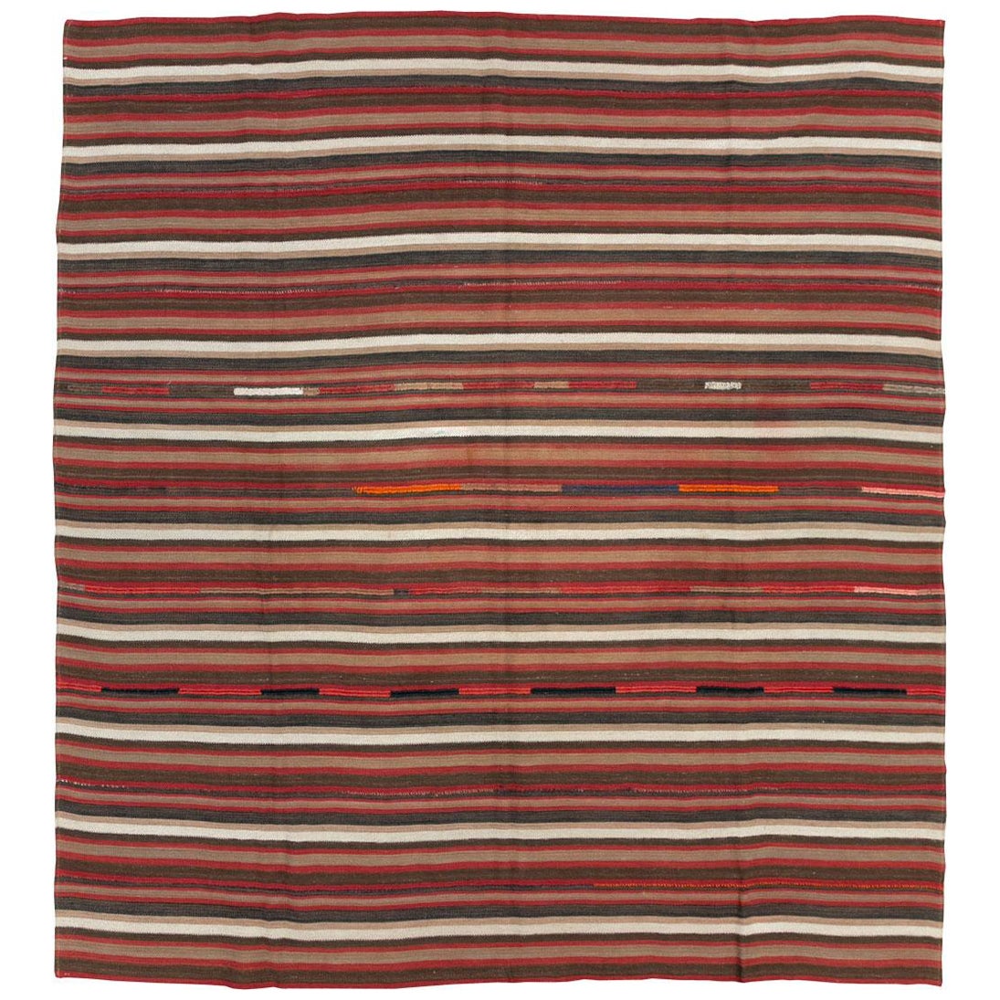 Mid-20th Century Handmade Turkish Flatweave Kilim Square Area Rug