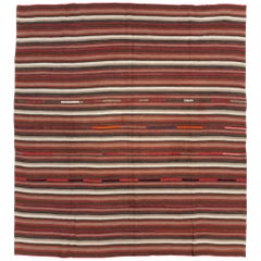 Tappeto quadrato turco a trama piatta Rug & Kilim della metà del XX secolo
