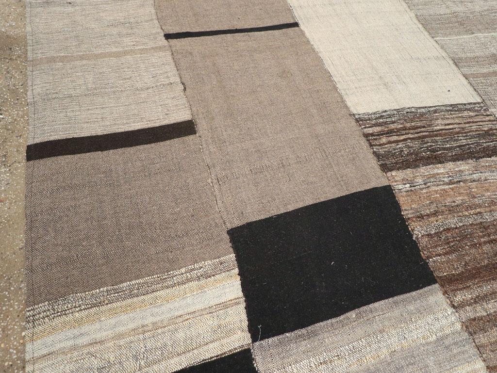 Tribal Modern Handmade Turkish Flatweave Kilim Square Room Size Carpet For Sale