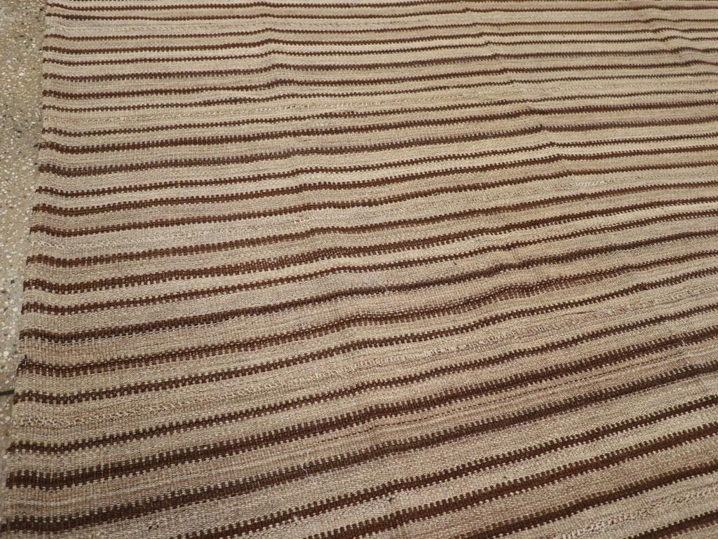 Rustic Mid-20th Century Handmade Turkish Flatweave Kilim Square Room Size Carpet For Sale