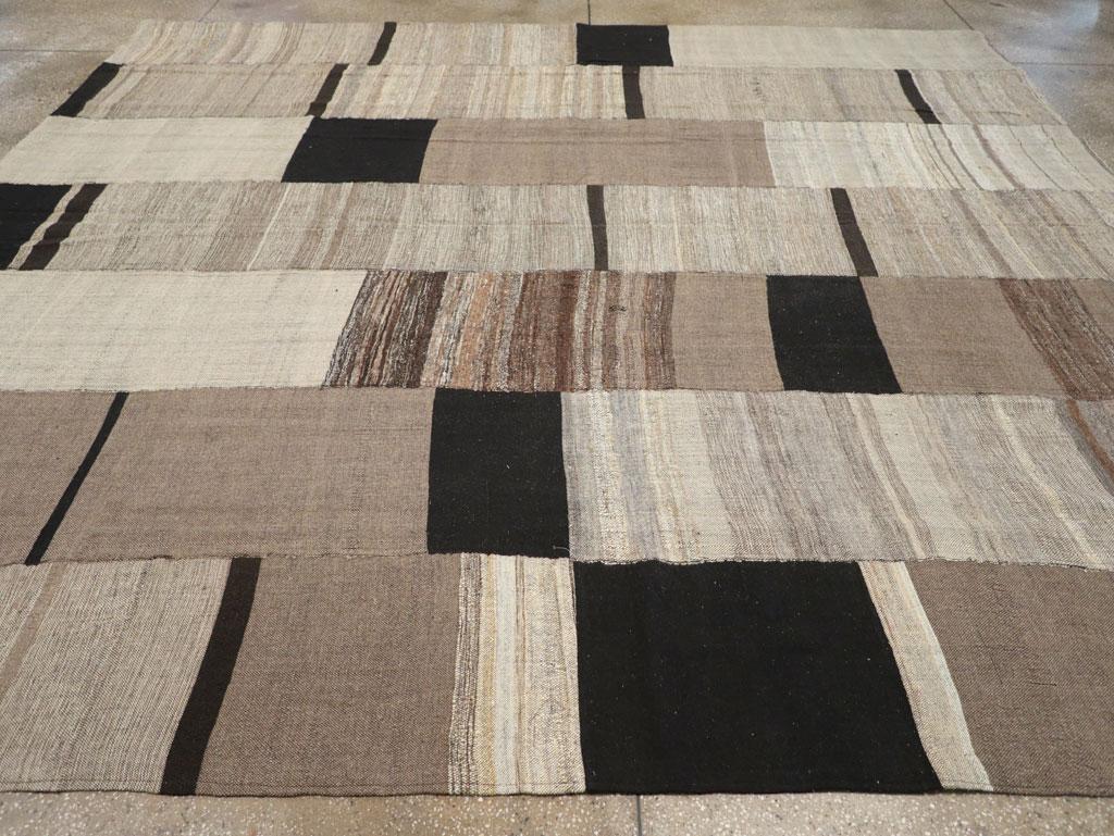 Hand-Woven Modern Handmade Turkish Flatweave Kilim Square Room Size Carpet For Sale