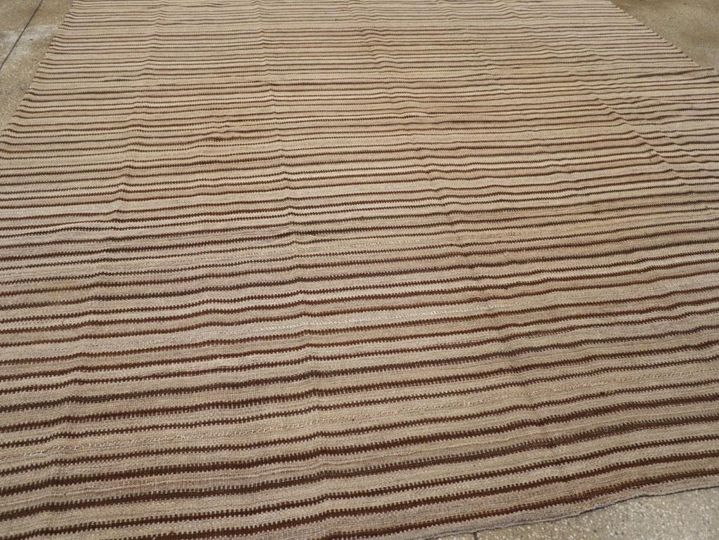 Wool Mid-20th Century Handmade Turkish Flatweave Kilim Square Room Size Carpet For Sale