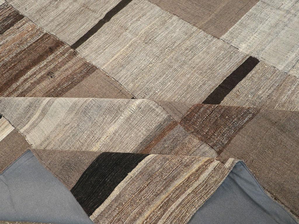 Wool Modern Handmade Turkish Flatweave Kilim Square Room Size Carpet For Sale