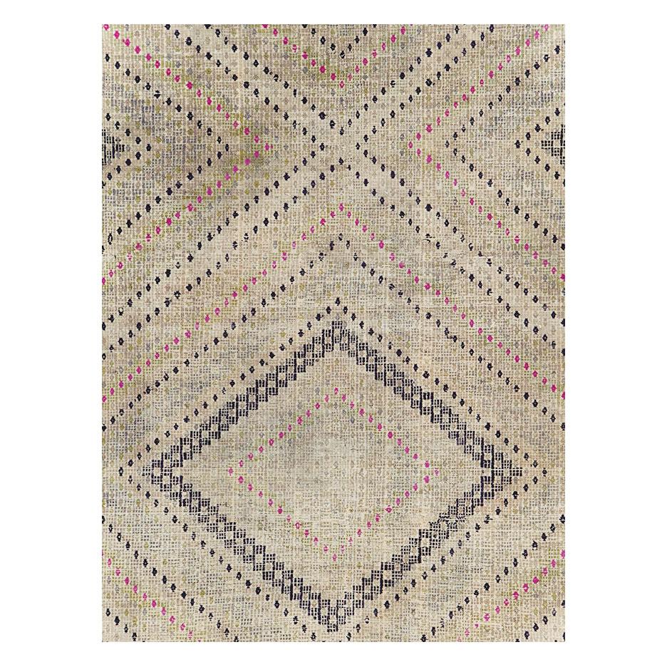 A vintage Turkish flat-weave Kilim small room size carpet handmade during the mid-20th century.

Measures: 7' 2