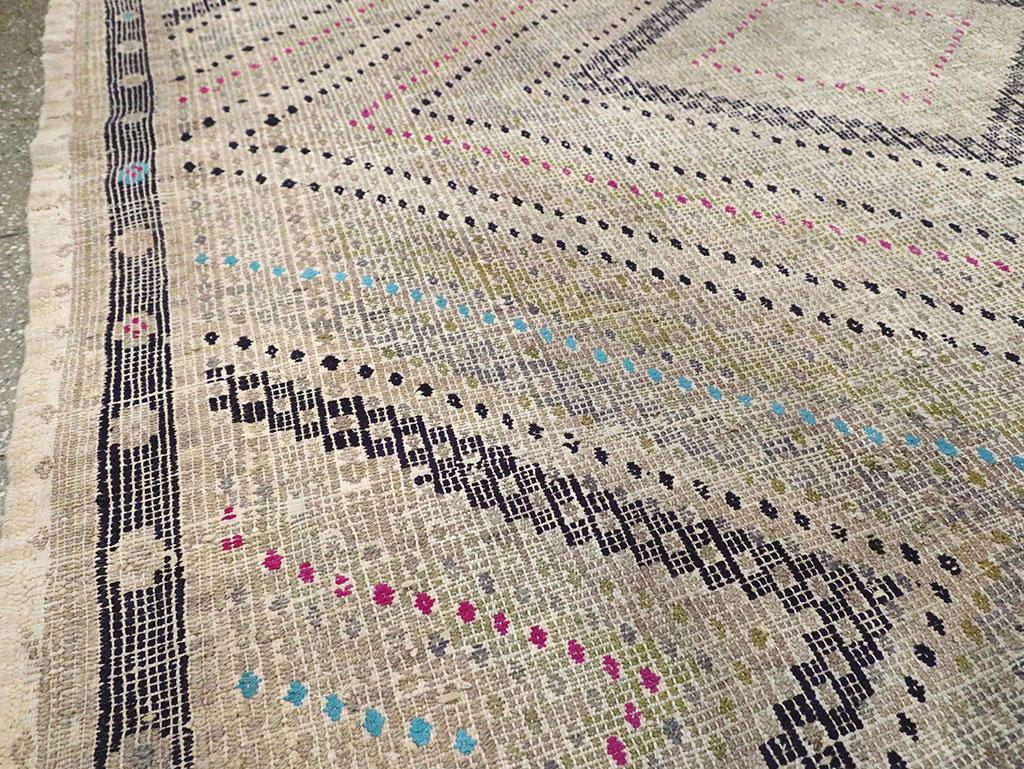 Wool Mid-20th Century Handmade Turkish Flatweave Small Room Size Carpet For Sale