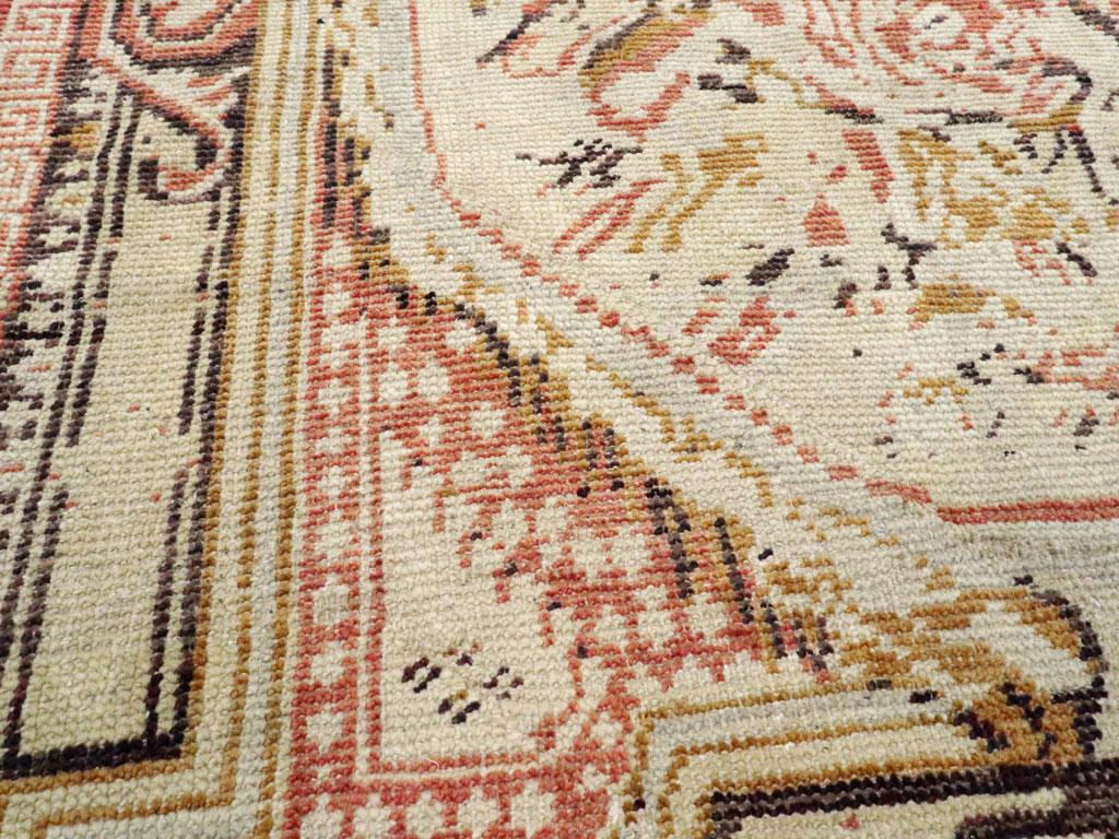 Hand-Knotted Mid-20th Century Handmade Turkish Ghiordes Throw Rug For Sale