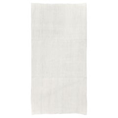 Alfombra turca de cáñamo de tejido plano, blanca, de mediados del siglo XX