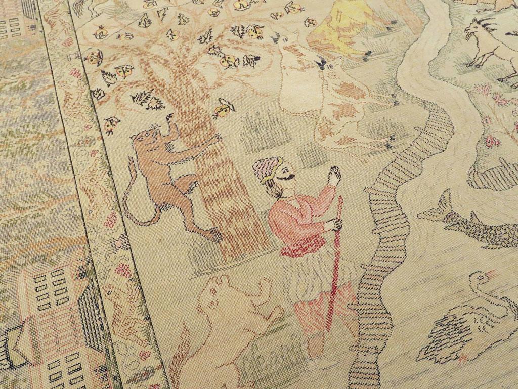 Tappeto d'accento turco Kayseri pittorico fatto a mano della metà del XX secolo, circa 1930 In condizioni ottime in vendita a New York, NY