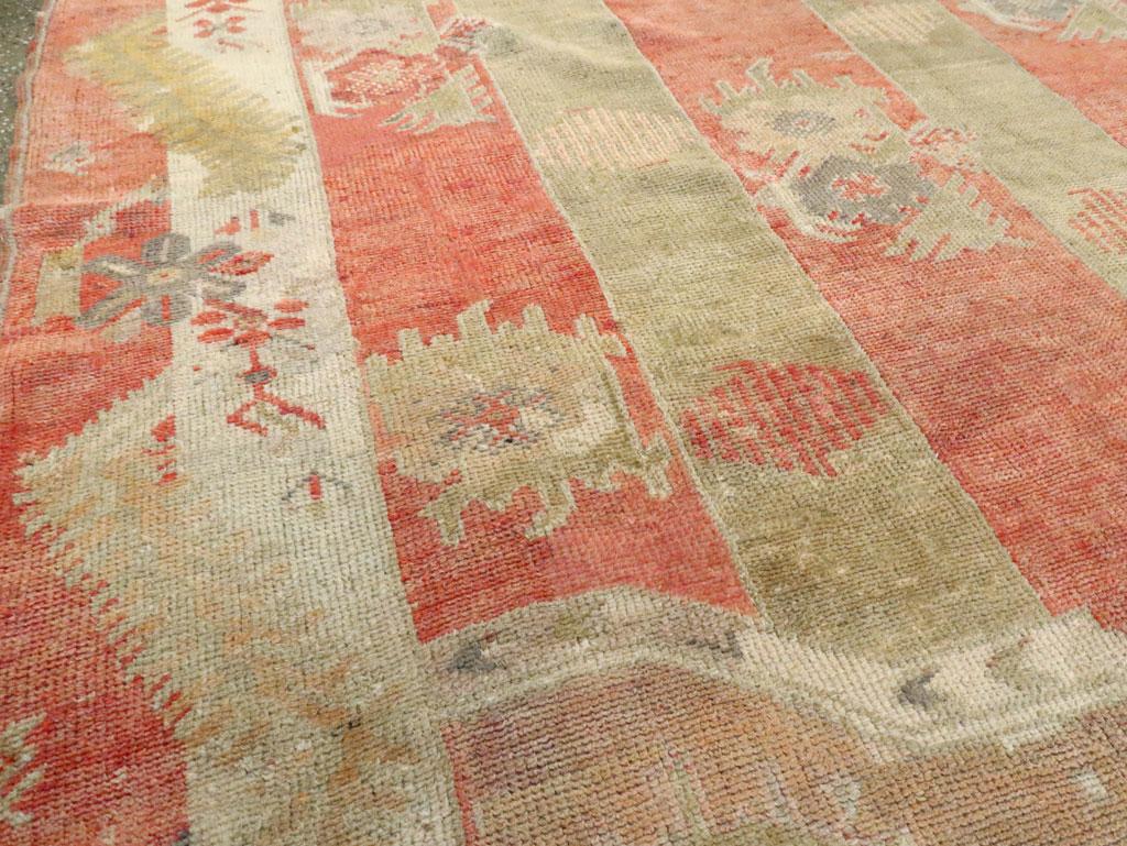Mid-20th Century Handmade Turkish Oushak Square Room Size Carpet For Sale 1