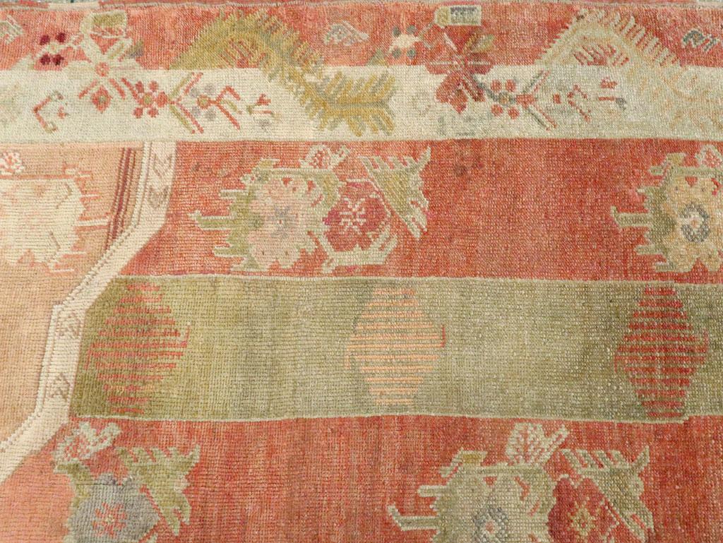 Mid-20th Century Handmade Turkish Oushak Square Room Size Carpet For Sale 2