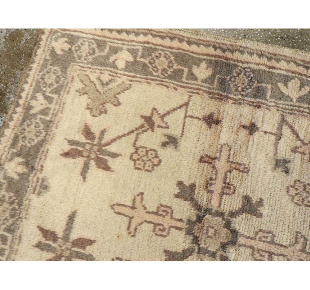 Mid-20th Century Handmade Turkish Oushak Runner For Sale 1