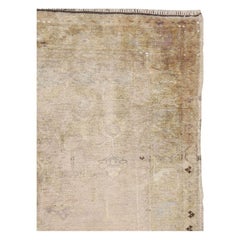 Mid-20th Century Handmade Turkish Oushak Throw Rug in Muted Neutral Tones