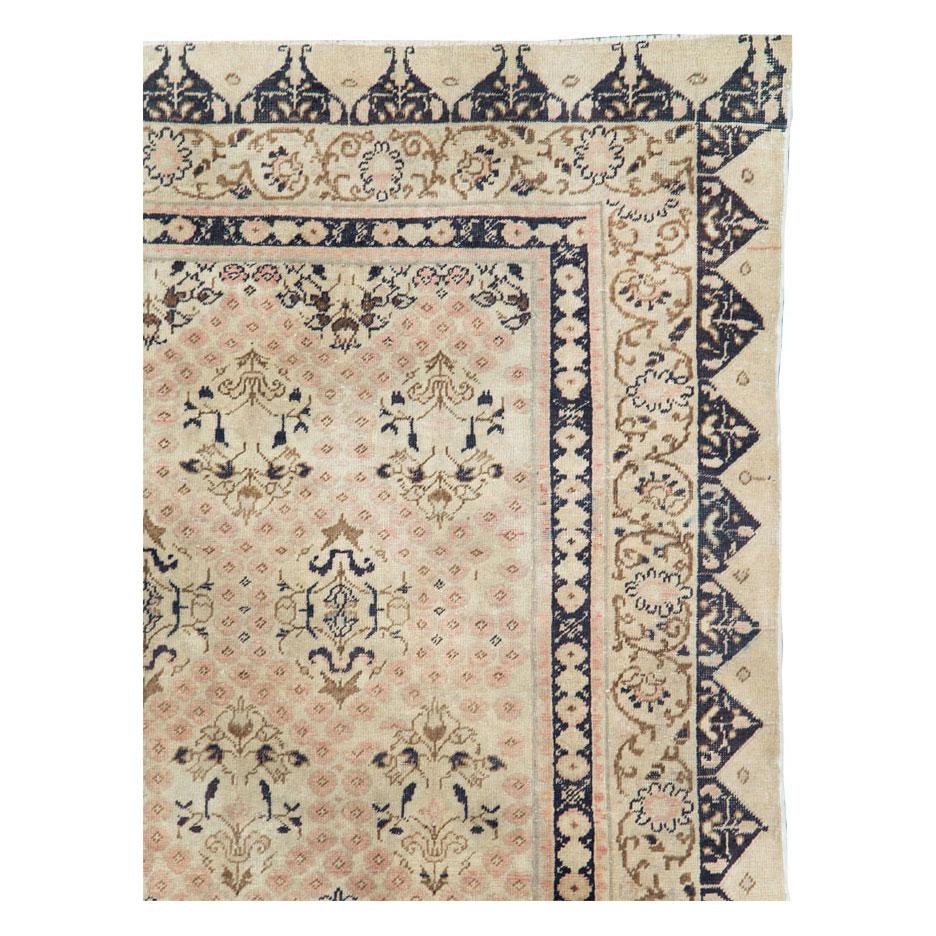 Hand-Knotted Mid-20th Century Handmade Turkish Sivas Accent Rug For Sale
