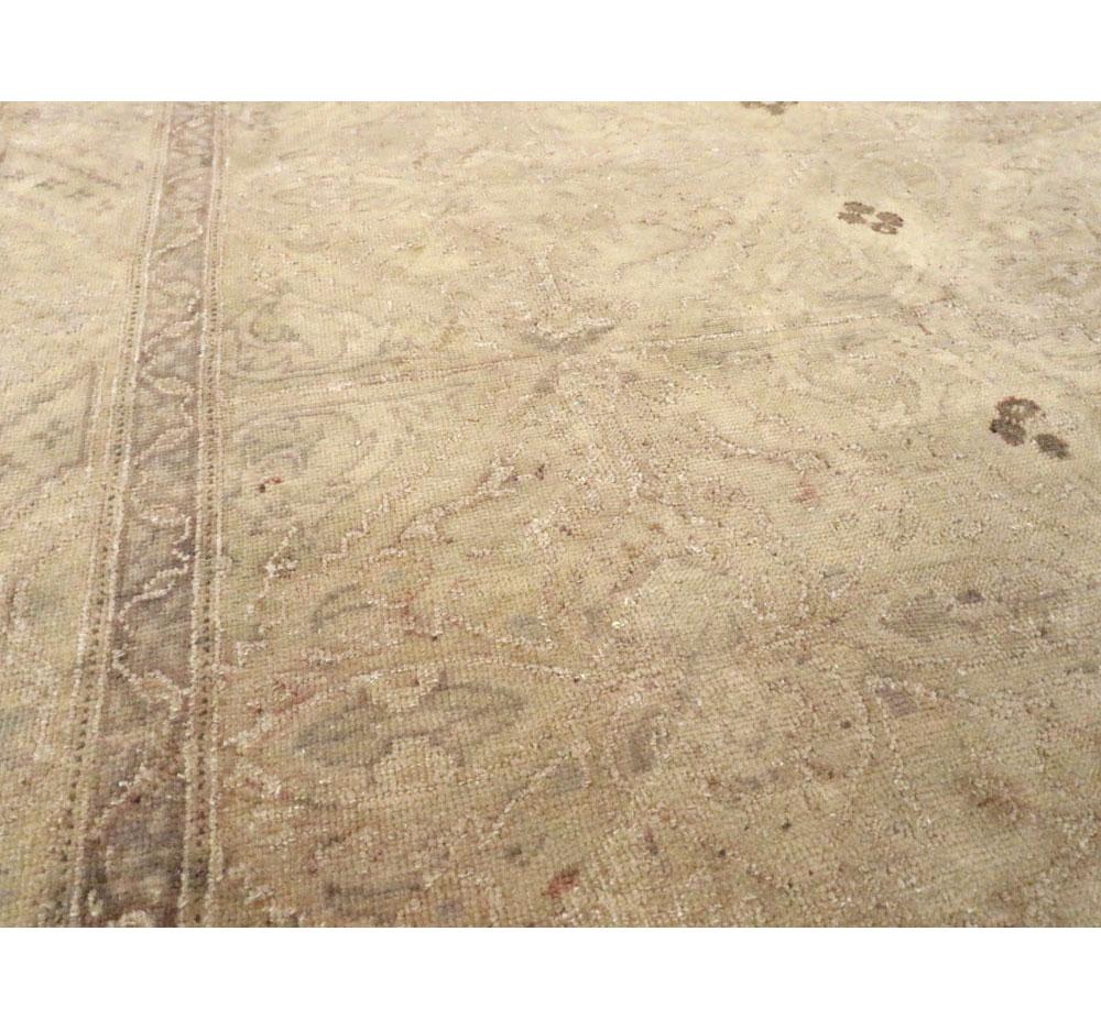 Wool Mid-20th Century Handmade Turkish Sivas Accent Rug in Cream and Mauve For Sale