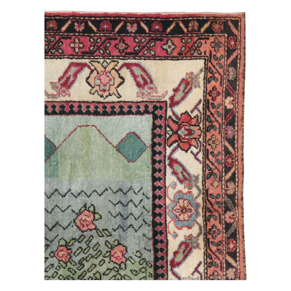 Country Mid-20th Century Handmade Turkish Sivas Pictorial Accent Rug For Sale