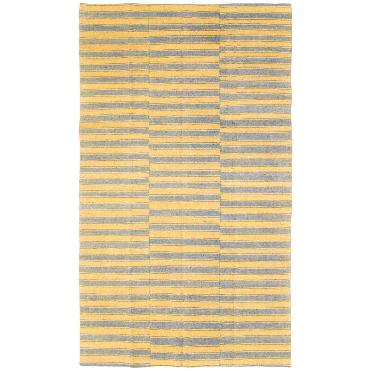 Mid-20th Century Handmade Turkish Striped Flat-Weave Kilim Accent Rug For Sale