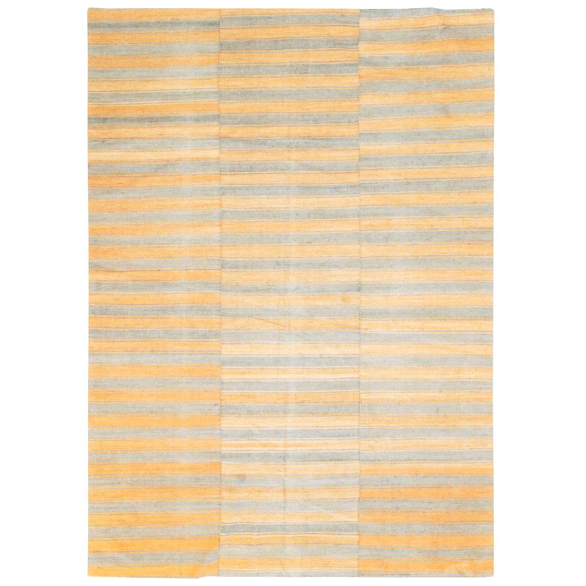 Mid-20th Century Handmade Turkish Striped Flat-Weave Kilim Accent Rug