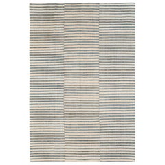 Mid-20th Century Handmade Turkish Striped Flatweave Kilim Accent Rug