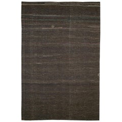 Mid-20th Century Handmade Turkish Tribal Flat-Weave Accent Rug in Brown