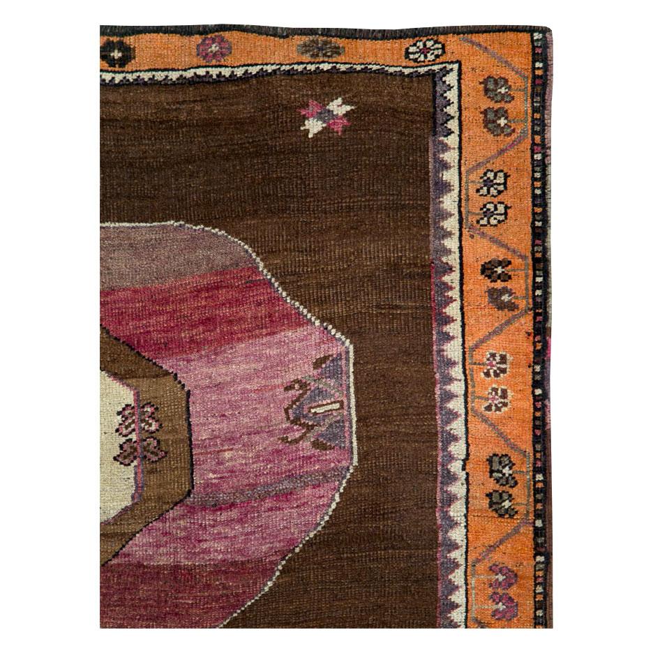 Hand-Knotted Mid-20th Century Handmade Turkish Tribal Gallery Accent Rug For Sale