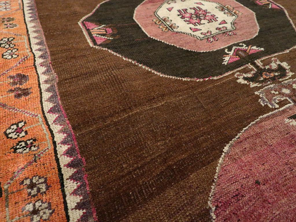 Wool Mid-20th Century Handmade Turkish Tribal Gallery Accent Rug For Sale