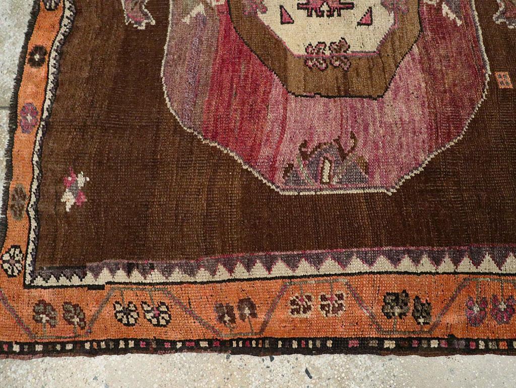 Mid-20th Century Handmade Turkish Tribal Gallery Accent Rug For Sale 2