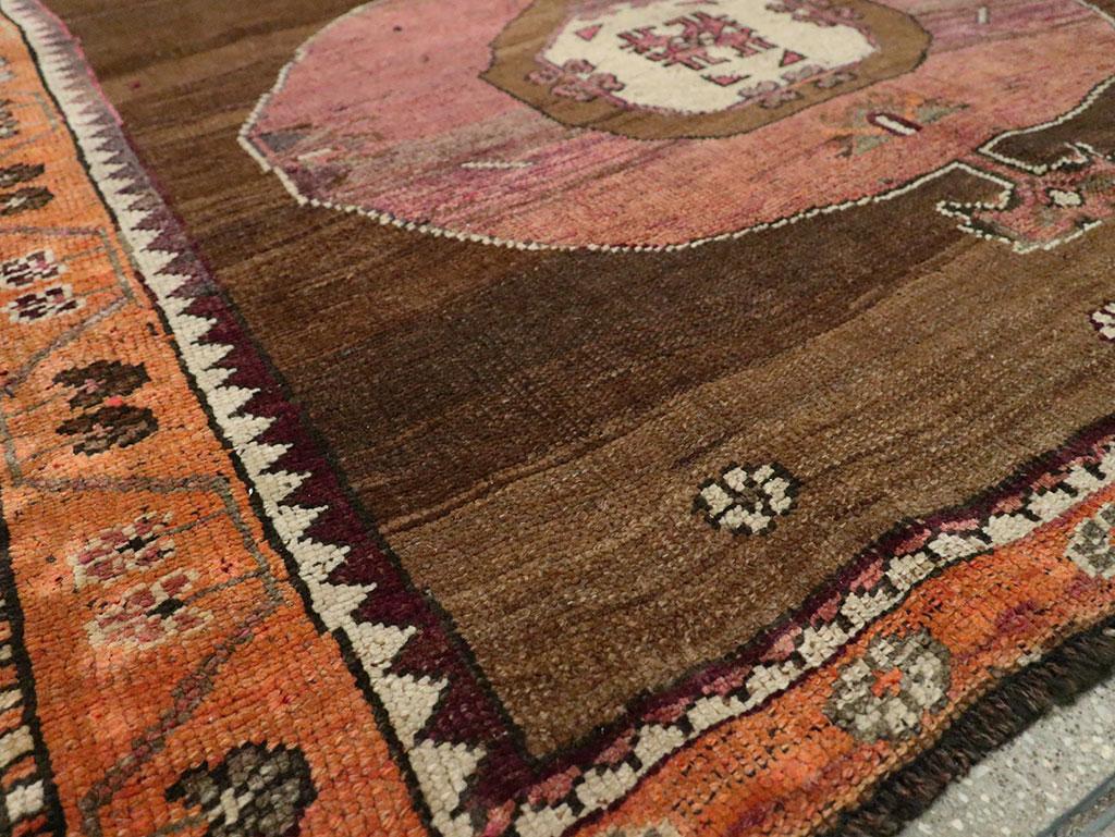 Mid-20th Century Handmade Turkish Tribal Gallery Accent Rug For Sale 3