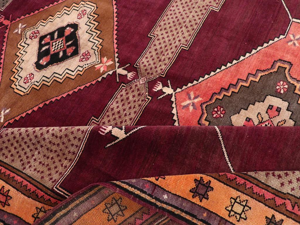 Mid-20th Century Handmade Turkish Tribal Long & Narrow Room Size Carpet For Sale 2