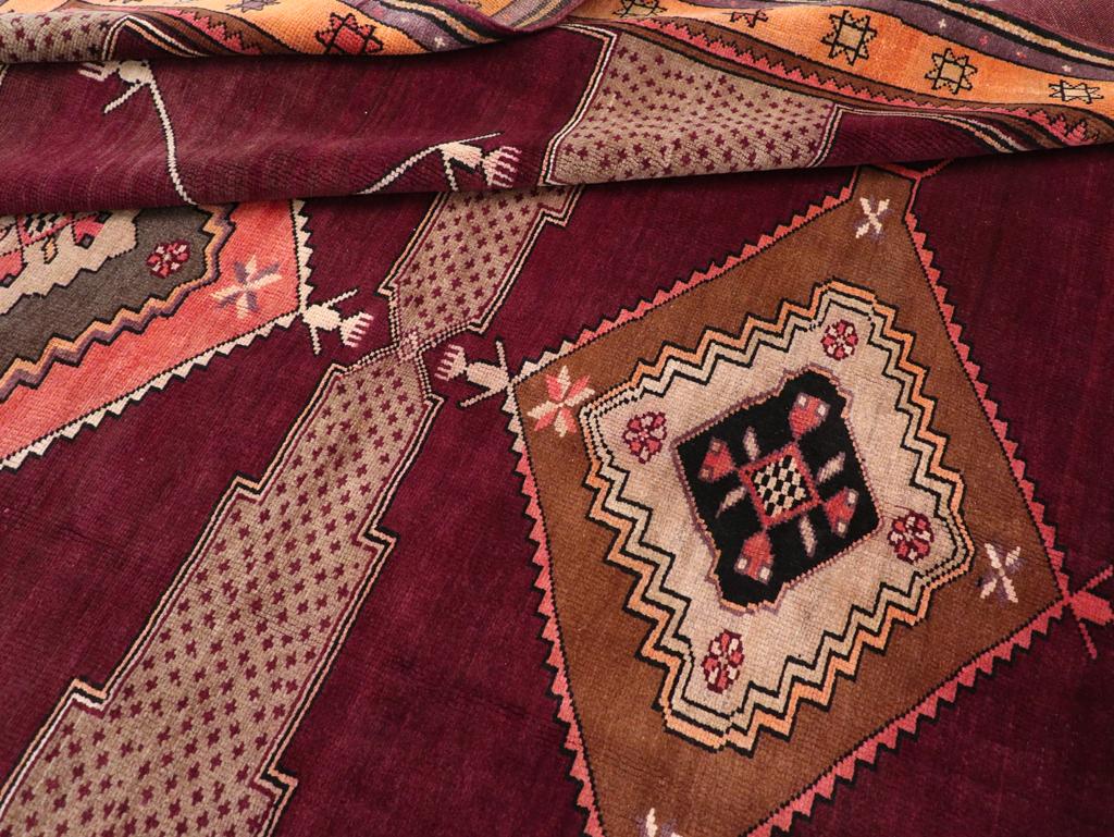 Mid-20th Century Handmade Turkish Tribal Long & Narrow Room Size Carpet For Sale 3