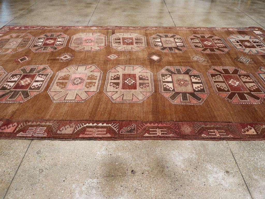 Mid-20th Century Handmade Turkish Tribal Long Room Size Carpet In Excellent Condition For Sale In New York, NY