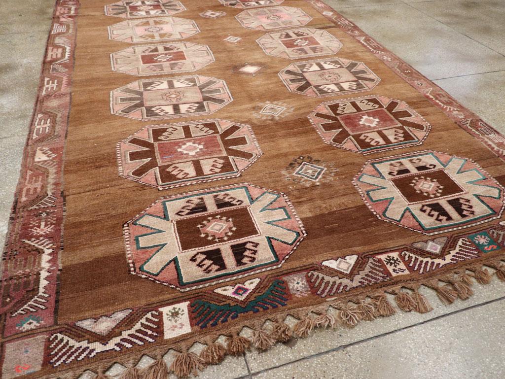 Mid-20th Century Handmade Turkish Tribal Long Room Size Carpet For Sale 1