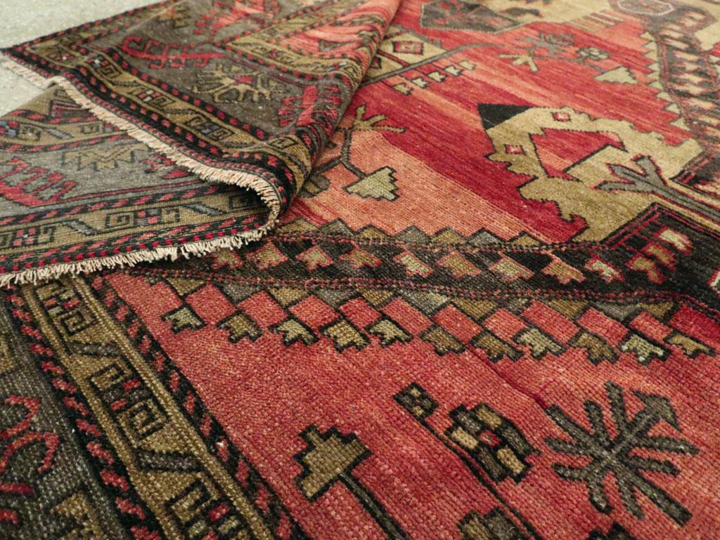 Mid-20th Century Handmade Turkish Tribal Room Size Accent Rug For Sale 5