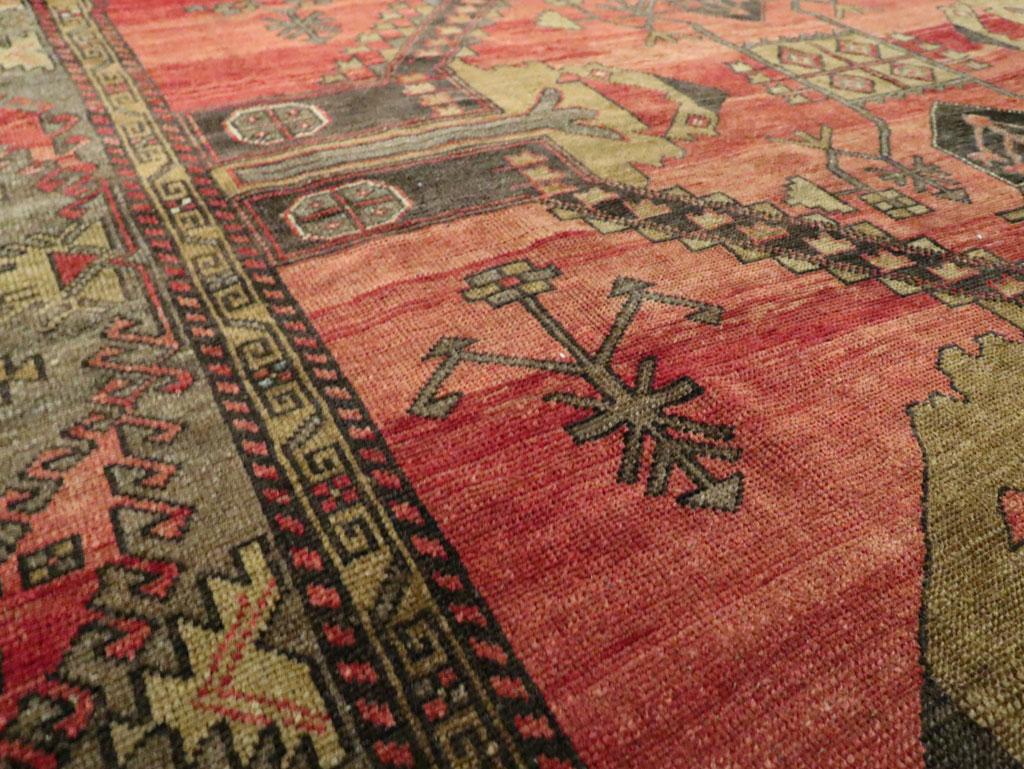 Mid-20th Century Handmade Turkish Tribal Room Size Accent Rug For Sale 1