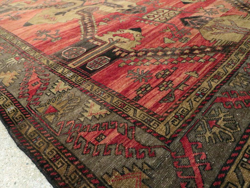 Mid-20th Century Handmade Turkish Tribal Room Size Accent Rug For Sale 4