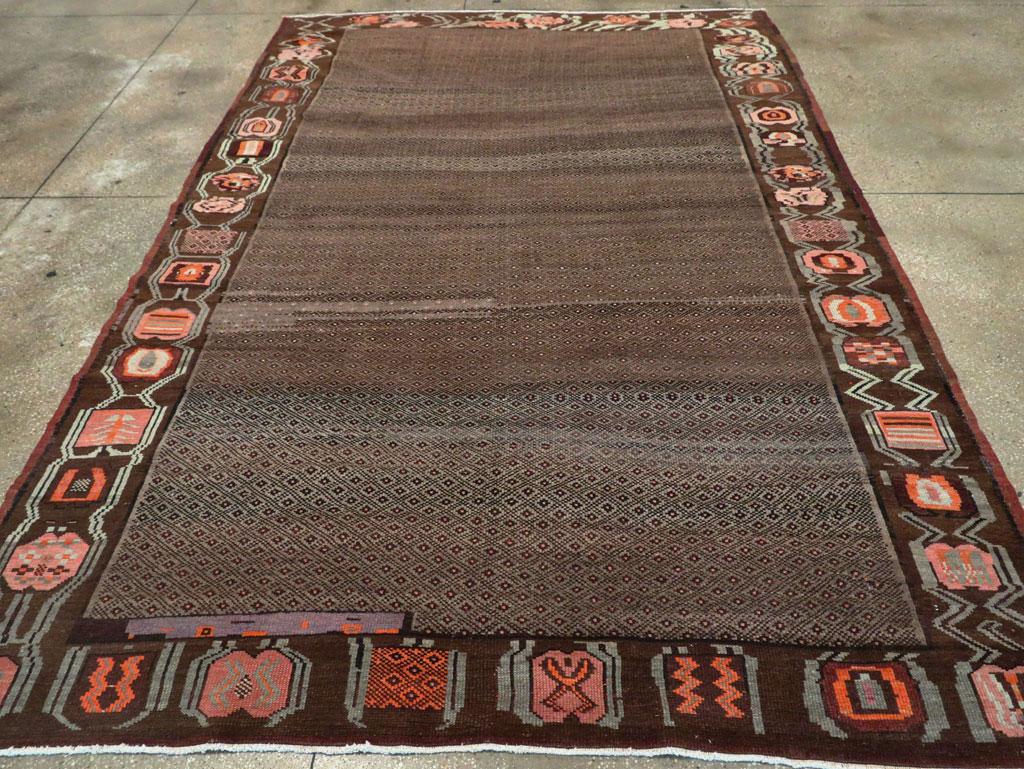 Mid-20th Century Handmade Turkish Tribal Room Size Carpet In Good Condition For Sale In New York, NY