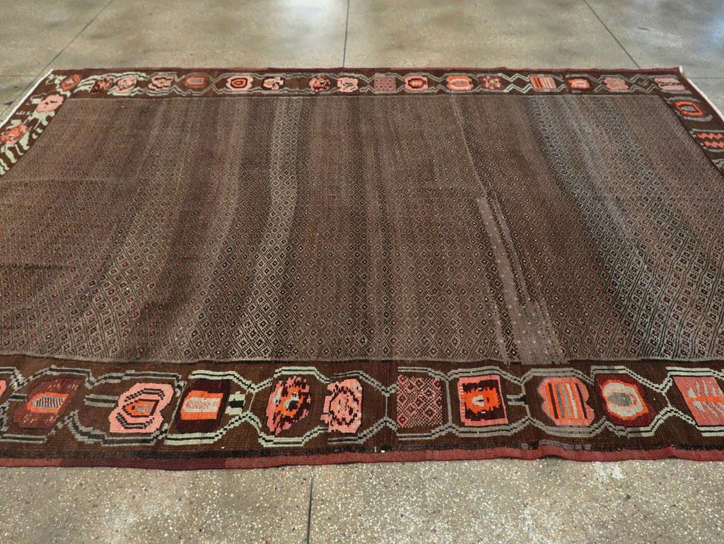 Mid-20th Century Handmade Turkish Tribal Room Size Carpet For Sale 1