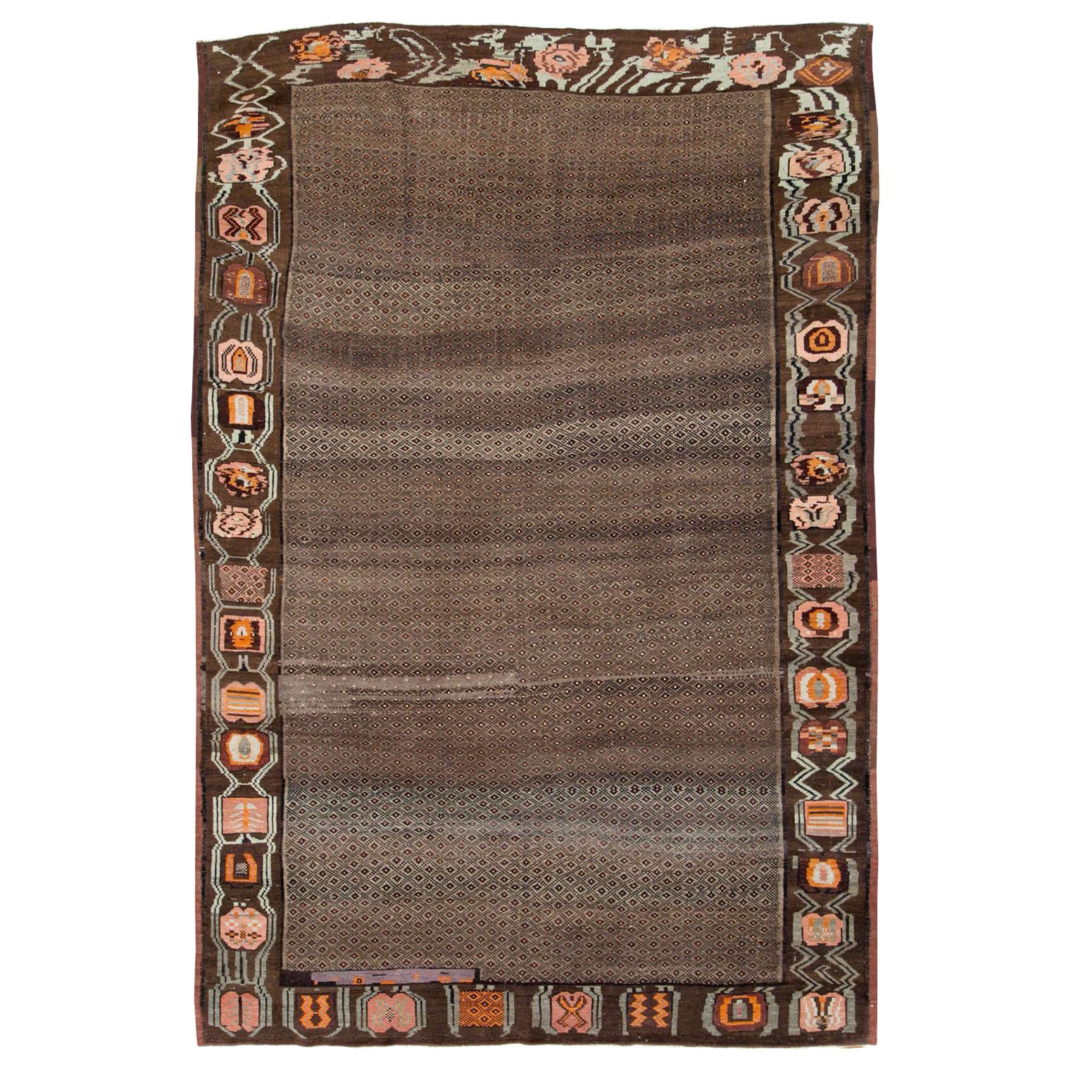 Mid-20th Century Handmade Turkish Tribal Room Size Carpet For Sale
