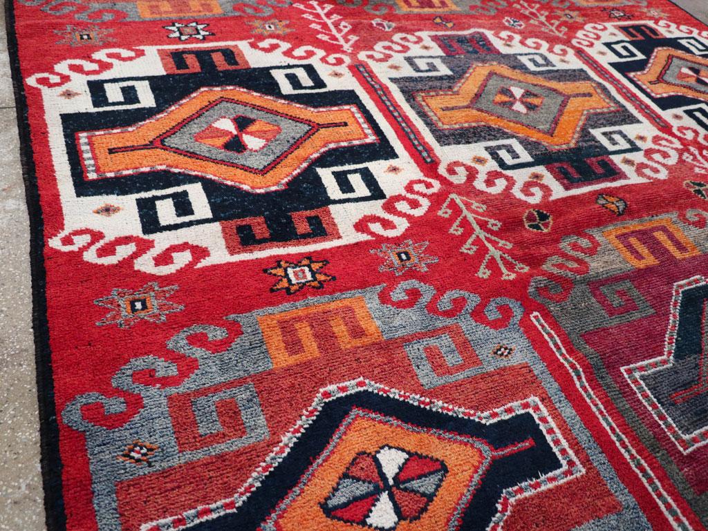 Hand-Knotted Mid-20th Century Handmade Turkish Tribal Square Room Size Carpet For Sale