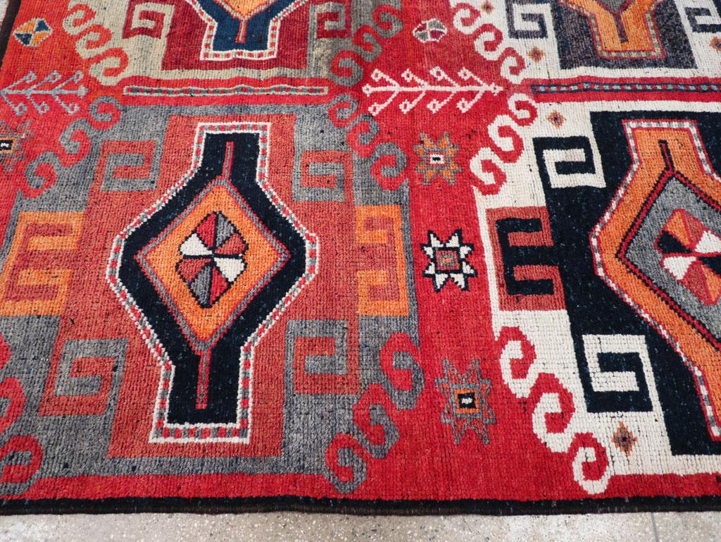 Wool Mid-20th Century Handmade Turkish Tribal Square Room Size Carpet For Sale