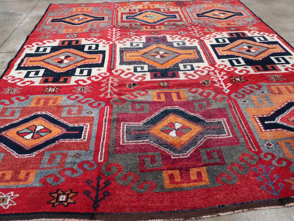 Mid-20th Century Handmade Turkish Tribal Square Room Size Carpet For Sale 1