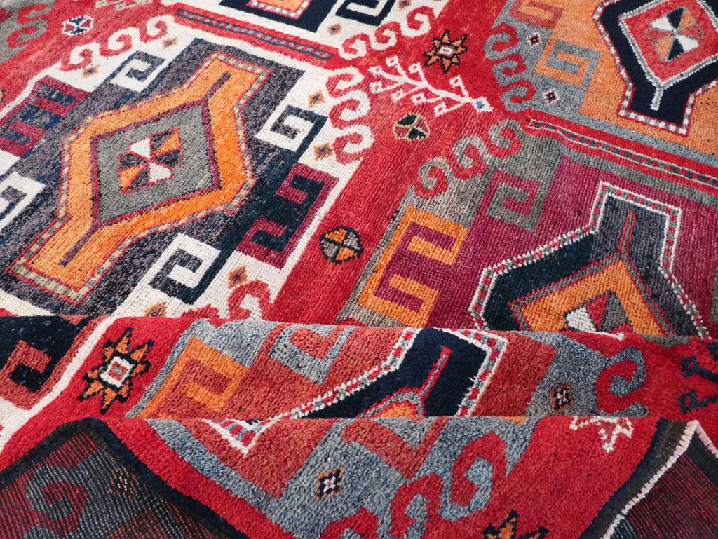 Mid-20th Century Handmade Turkish Tribal Square Room Size Carpet For Sale 2
