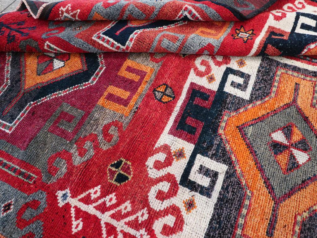 Mid-20th Century Handmade Turkish Tribal Square Room Size Carpet For Sale 3