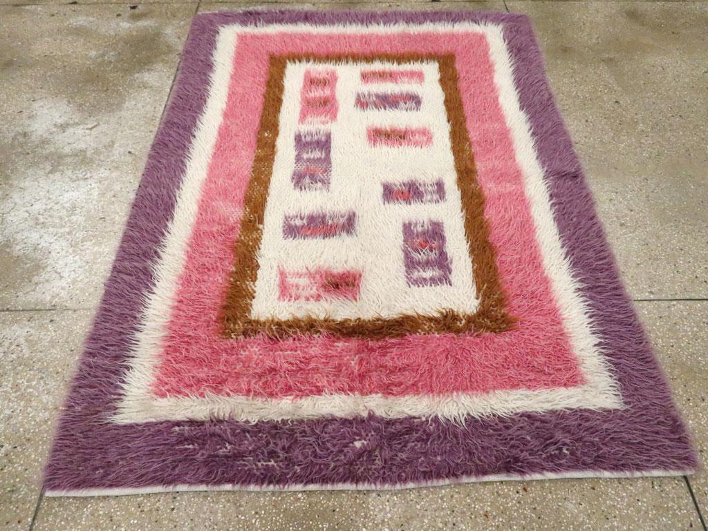 Hand-Knotted Mid-20th Century Handmade Turkish Tulu Accent Rug For Sale