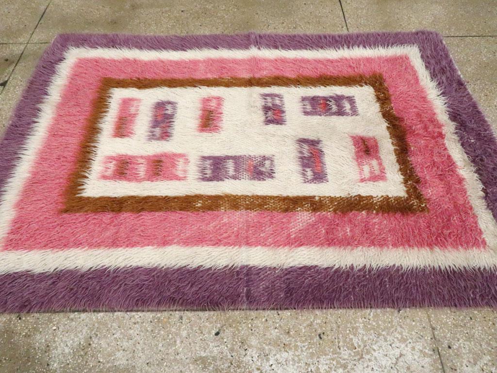 Wool Mid-20th Century Handmade Turkish Tulu Accent Rug For Sale