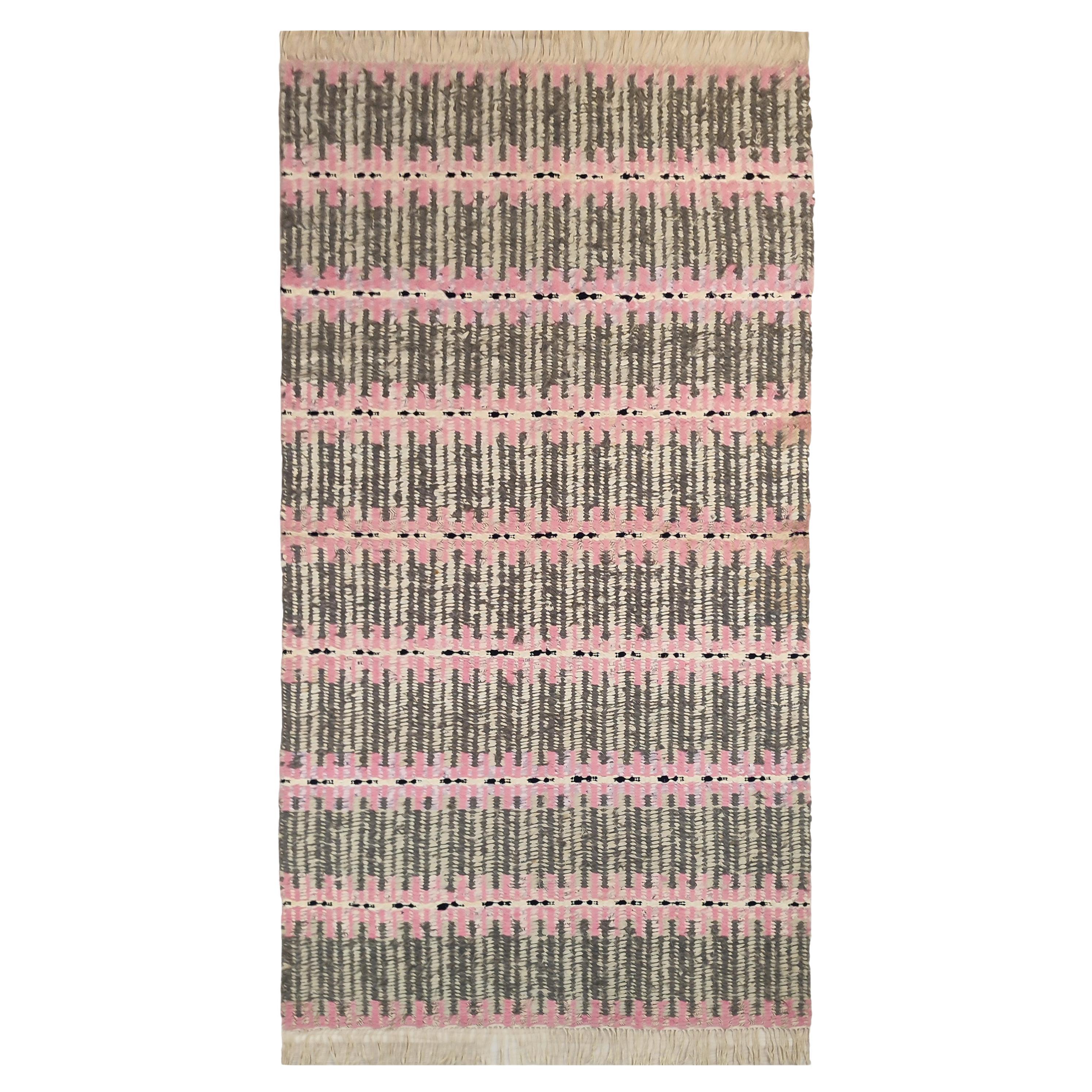 Mid 20th Century Handwoven Cotton Rag Rug