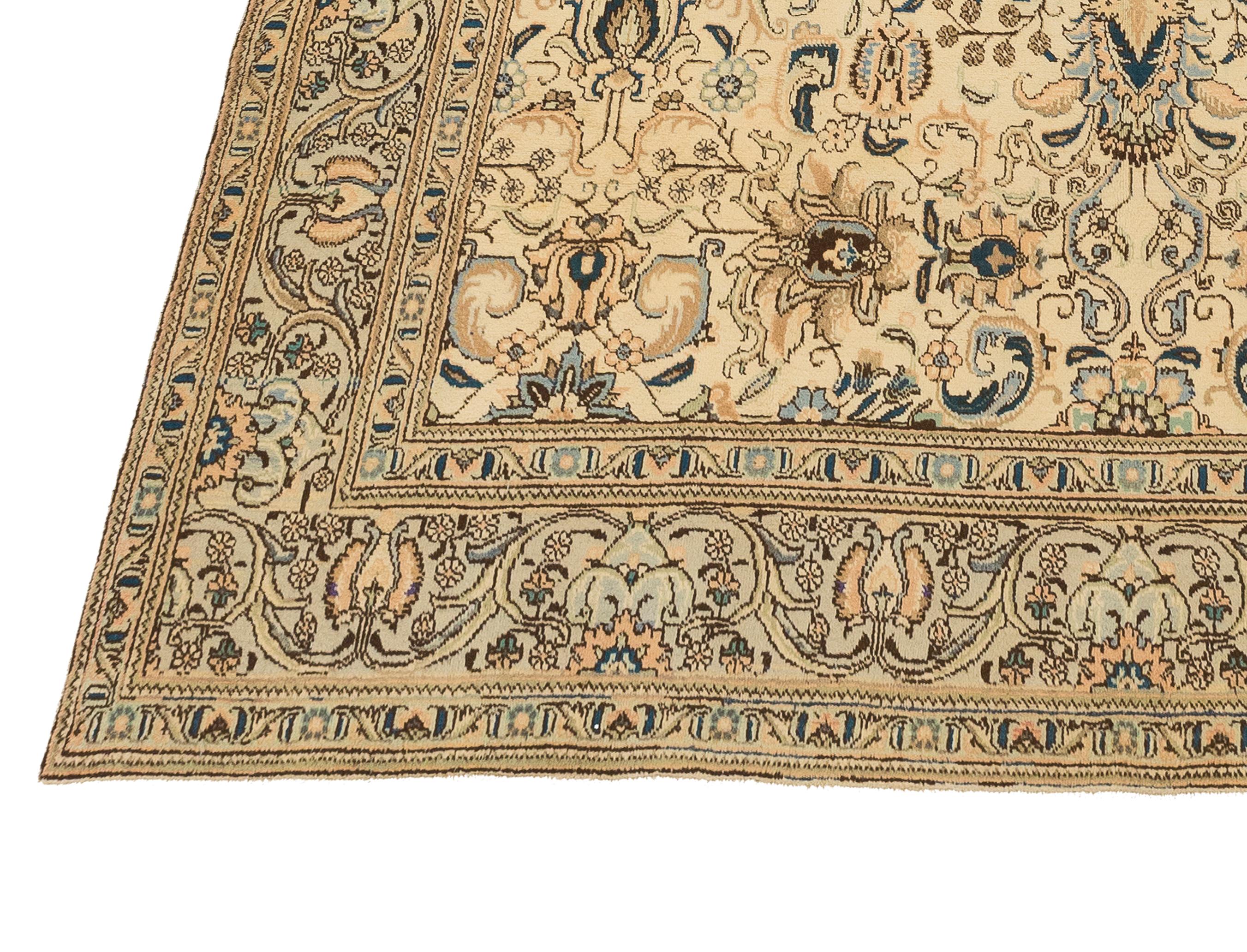 Hand-Woven Mid-20th Century Handwoven Persian Rug Tabriz Design For Sale