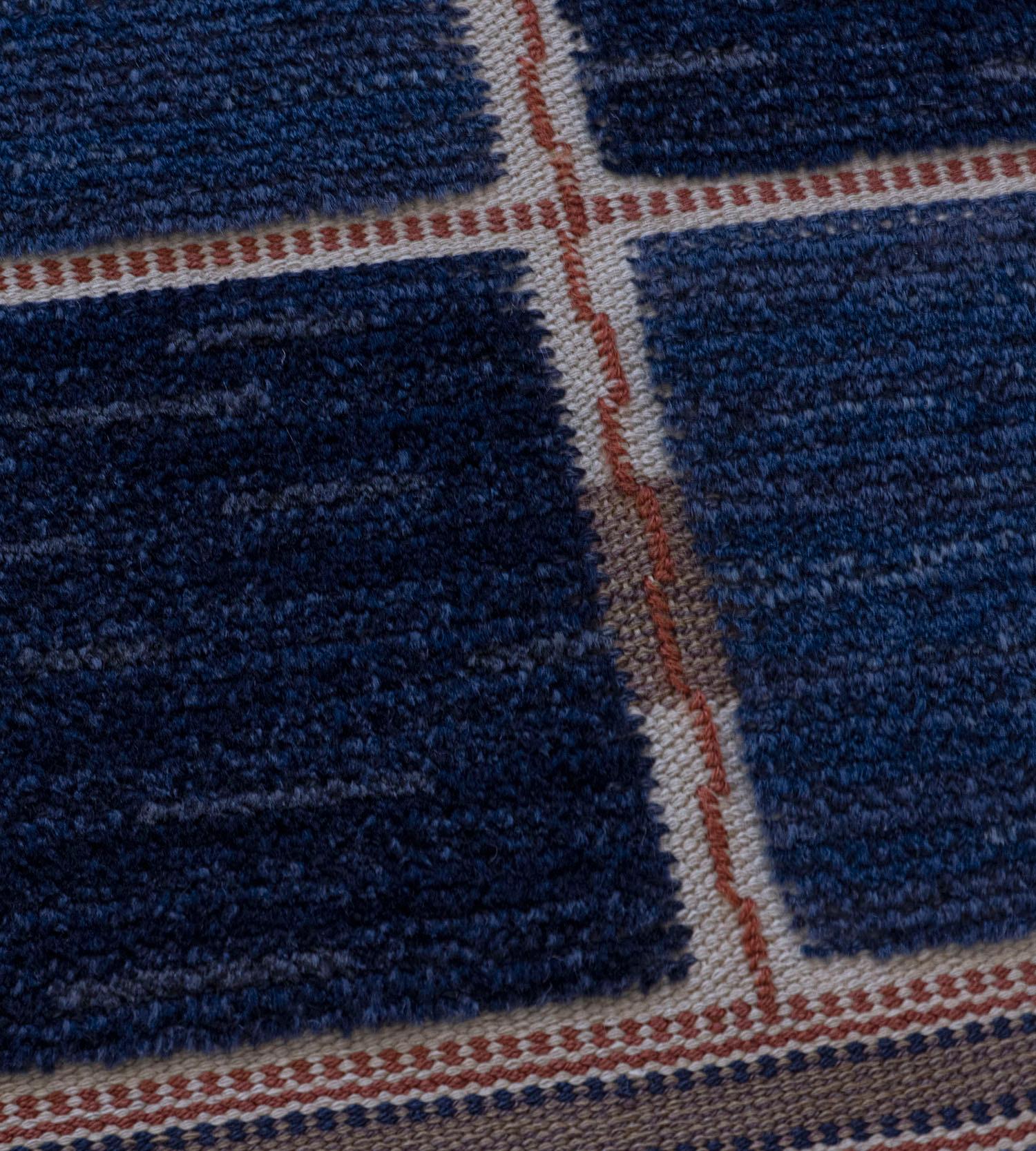 Mid 20th Century Handwoven Signed Swedish Wool Rug For Sale 1